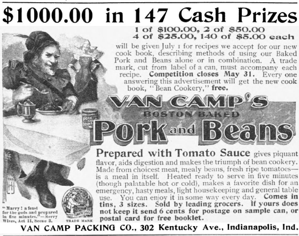1897 ad for Van Camp’s Boston Baked Pork and Beans