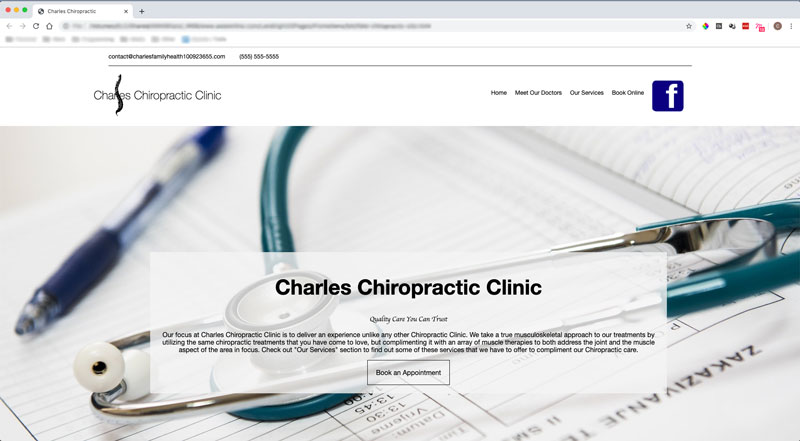 Chiropractic Webpage Example