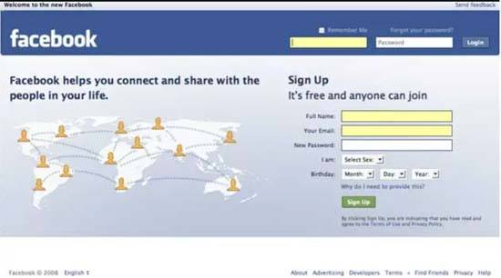 Screenshot of Facebook Homepage