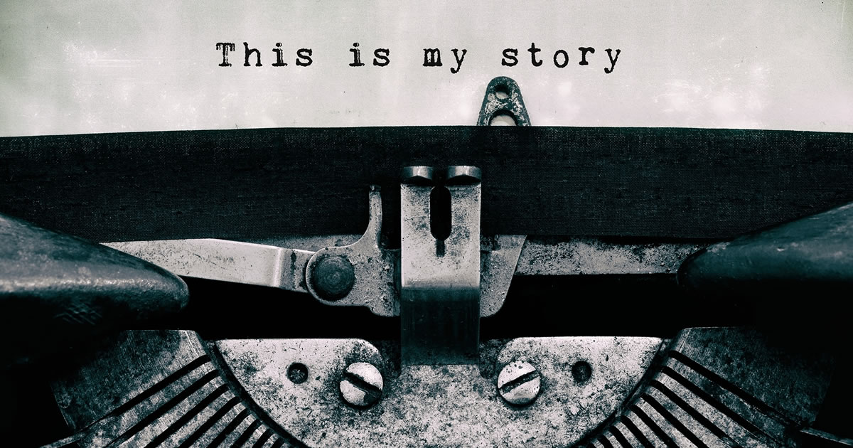 Typewriter with page that says, This Is My Story