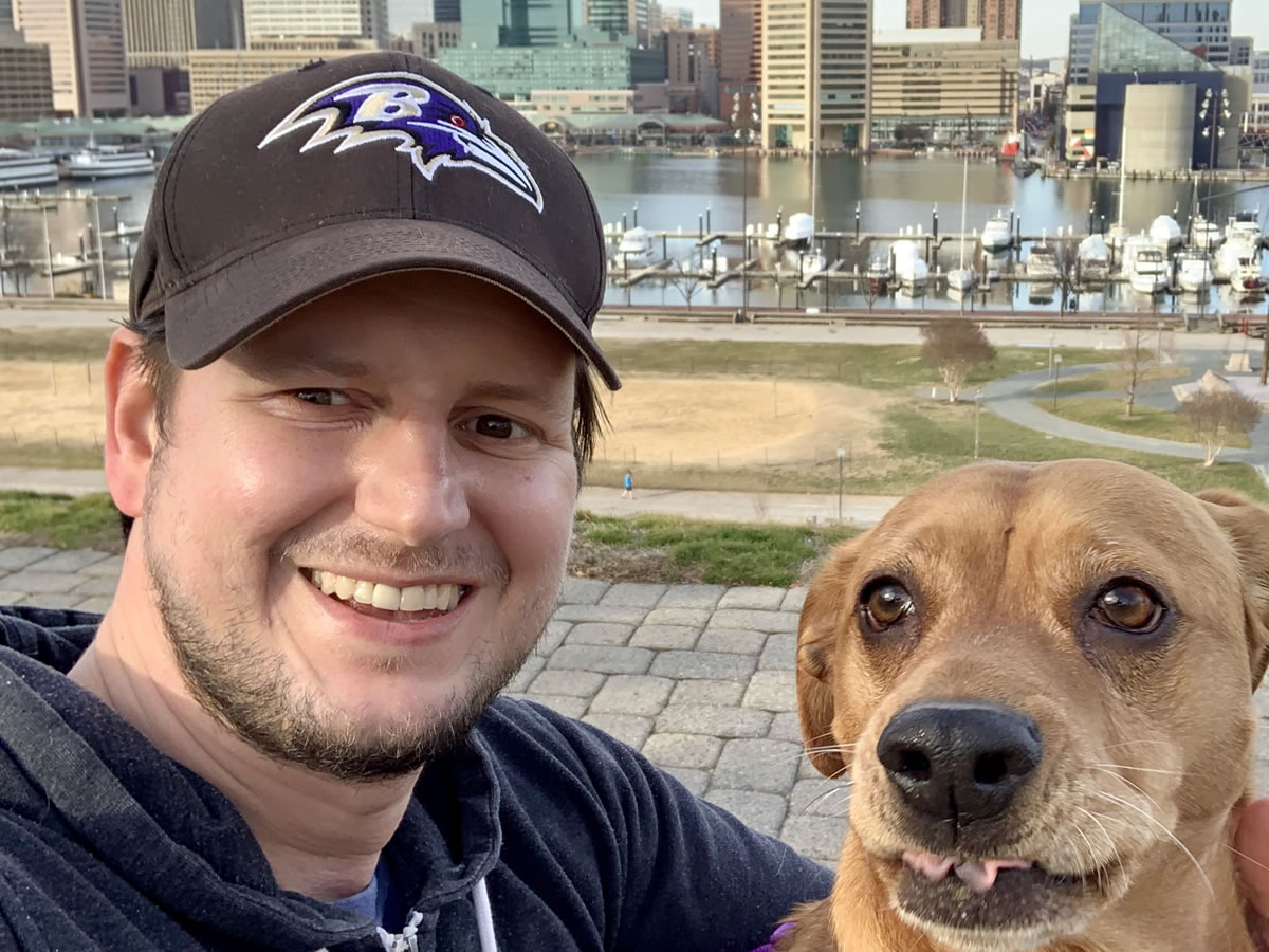 Photo of copywriter Ben Phillips with his dog