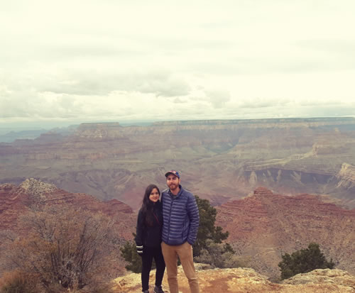 Photo of copywriter Joel Boomer and his fiancée on a road trip to the Grand Canyon