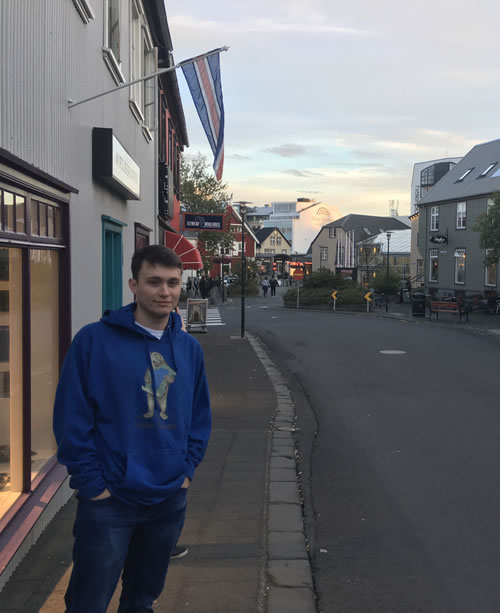 Writer Michael Carr exploring Reykjavik, Iceland, in the off-season
