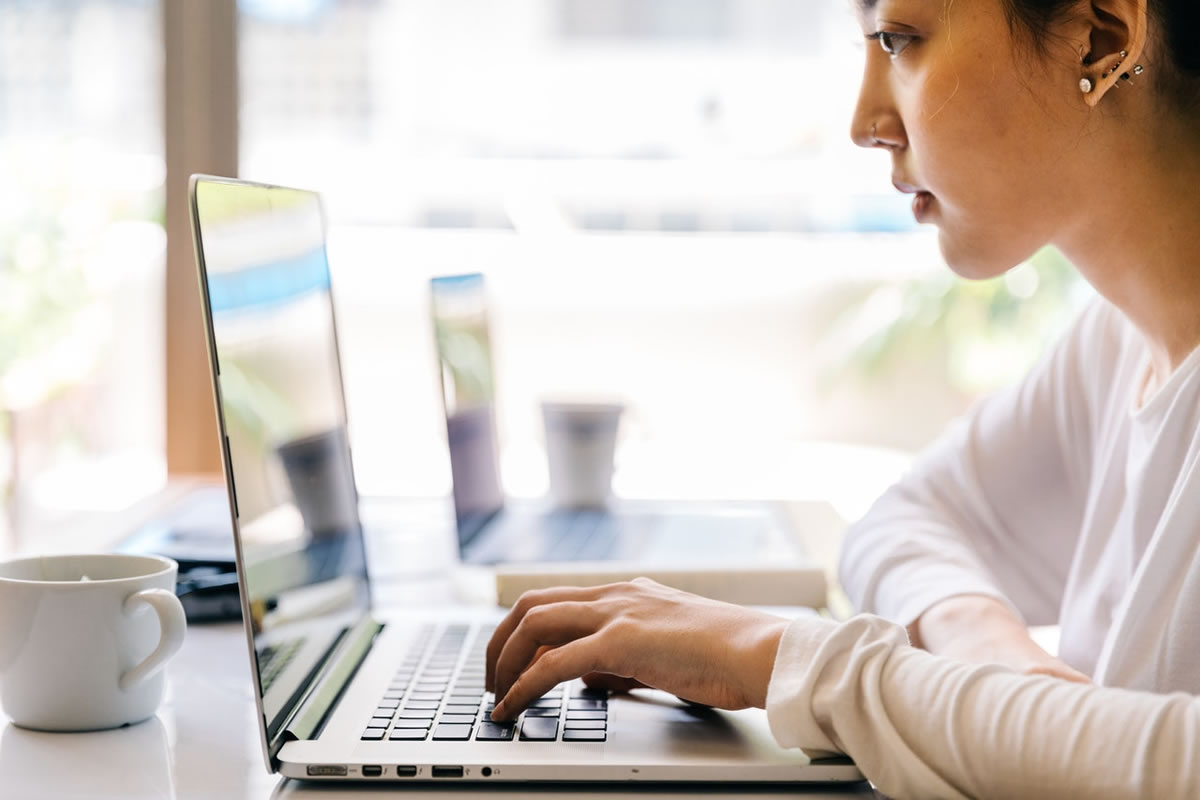 Woman working on laptop