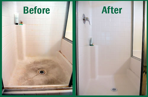 Before and After photos of a shower