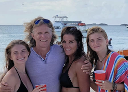 Writer Amy Slagle with her twins and husband on the island of Cayo Icacos