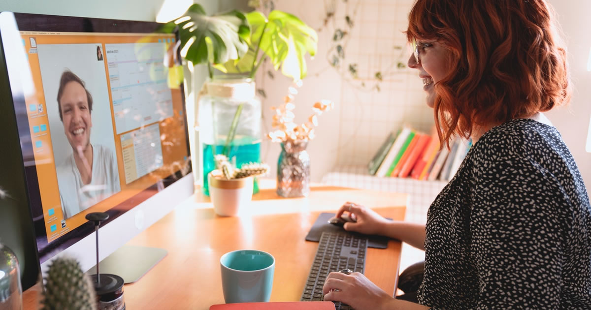 woman writer having a video call with a male writer