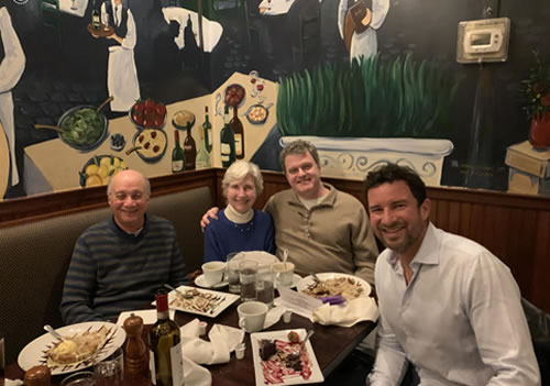 Writer Thomas Blake at a birthday dinner with his family