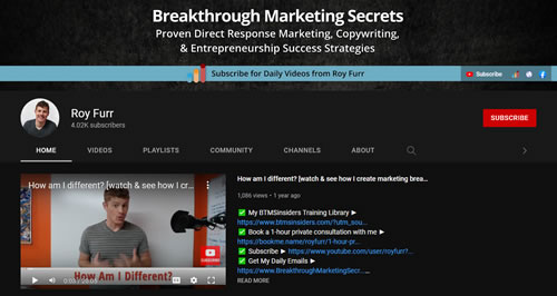 Screenshot of writer Joseph Battrick's Breakthrough Marketing Secrets
