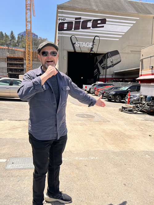 Writer David Pederson outside The Voice studio in SoCal