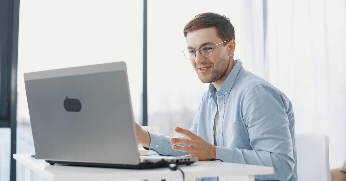 Man working on a laptop