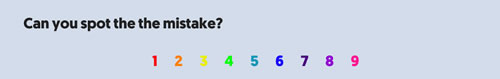 Graphic of error test with numbers in order and a duplicate word of the in the question