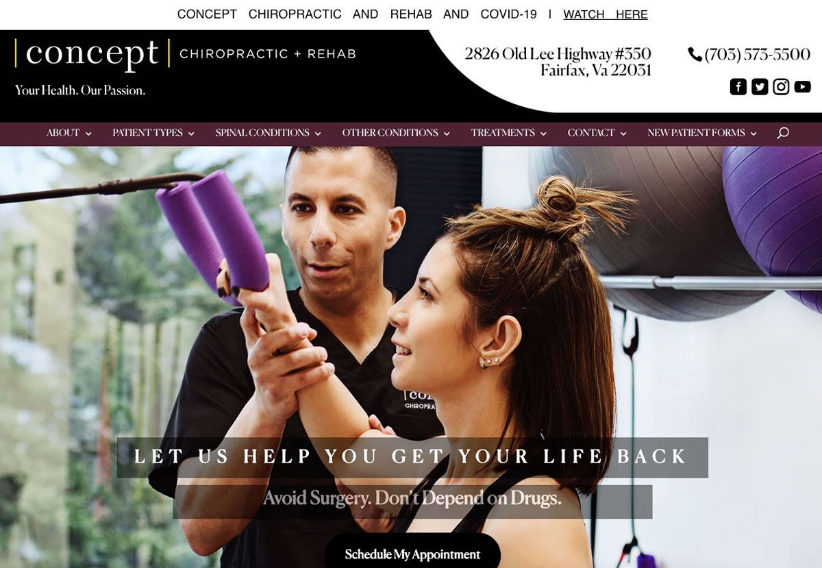 Concept Chiropractic website home page