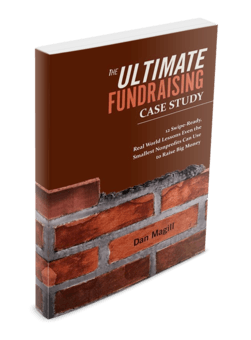 Capa do livro de Dan Magill, The Ultimate Fundraising Case Study (O estudo de caso definitivo sobre captação de recursos)