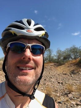 Writer Tim Geiger on a cycling outing in Arizona