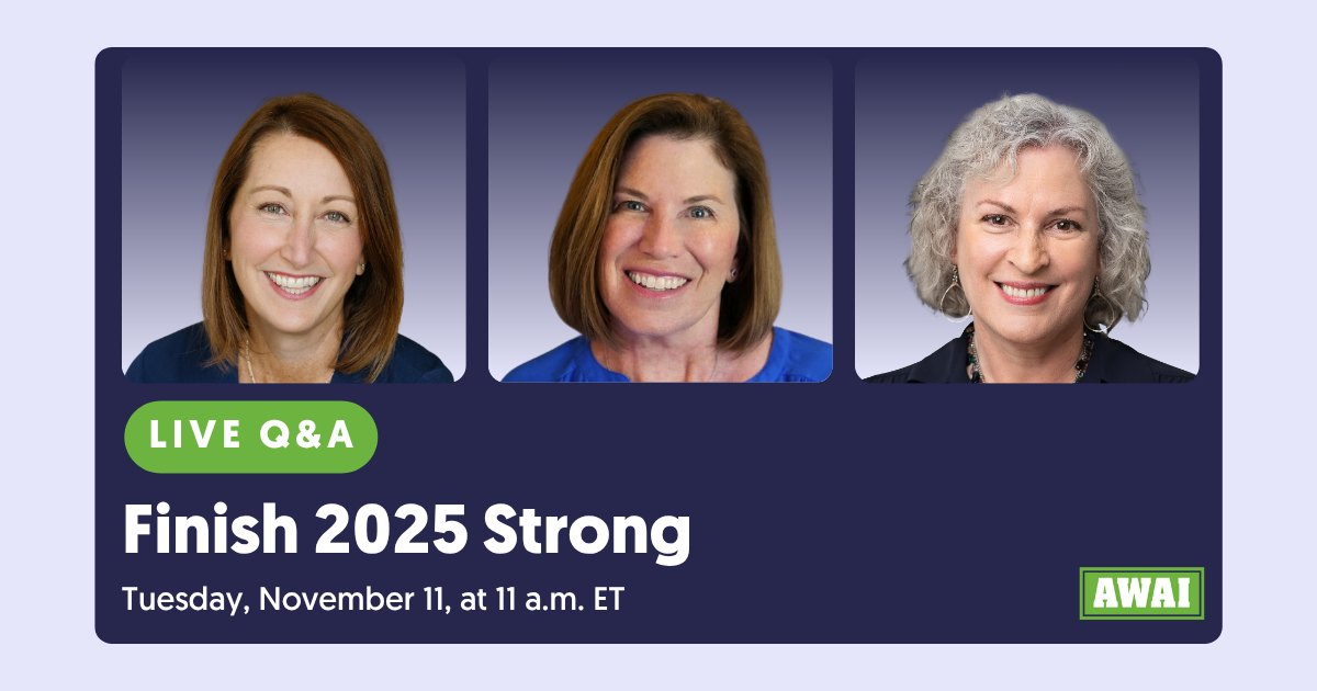 Free live Q&A event titled “Finish 2025 Strong” scheduled for Tuesday, November 11 at 11 a.m. ET. Featuring Rebecca Matter, Katie Yeakle, and Pam Foster.