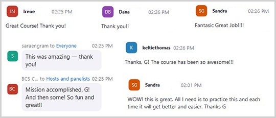 Screenshot of program positive feedback