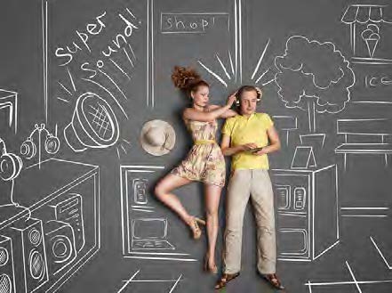 Two people laying down listening to music