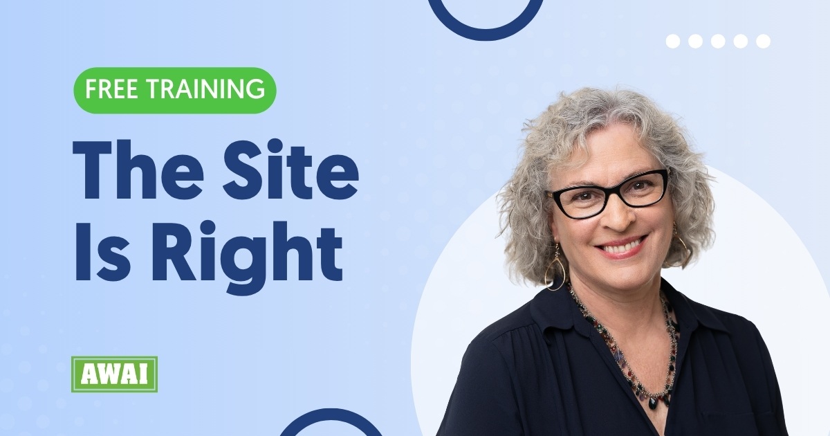 Free training titled &ldquo;The Site Is Right&rdquo; with Pam Foster