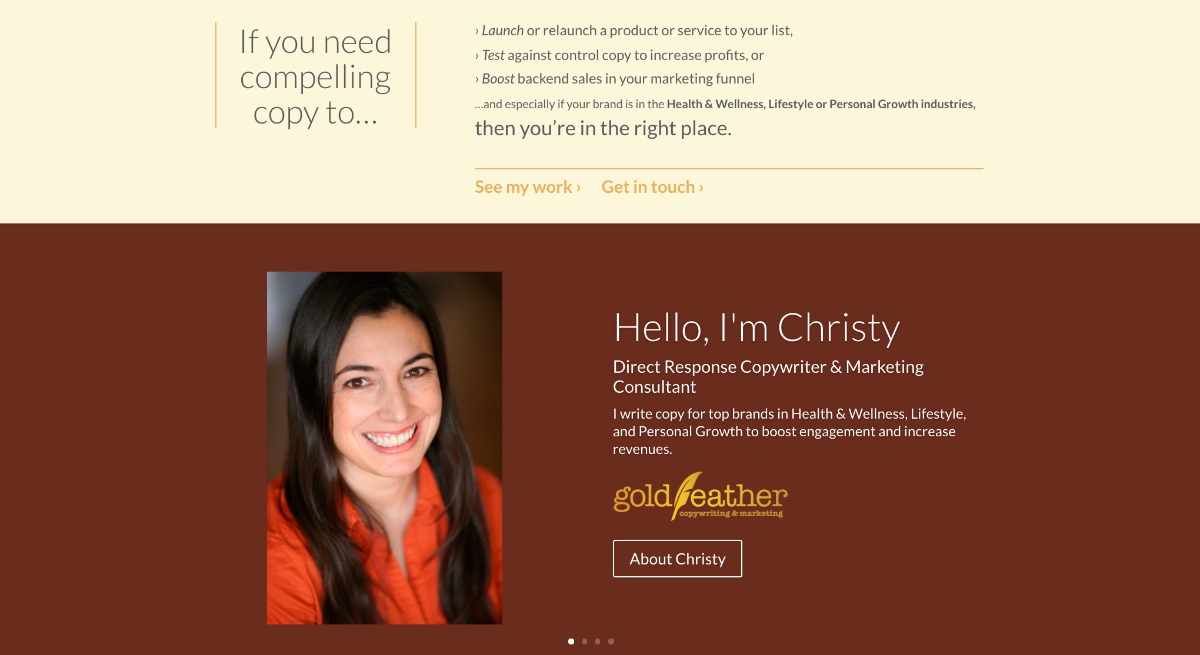 goldfeather copywriting screenshot