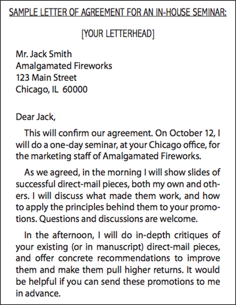 Training agreement example. Sample Letter of Agreement for an In-house Seminary