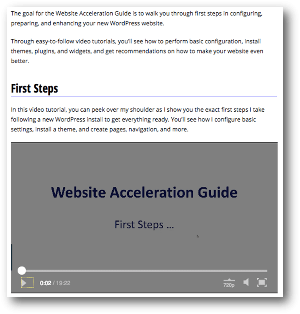 Training Video Script example. example of a training video for WordPress website configuration