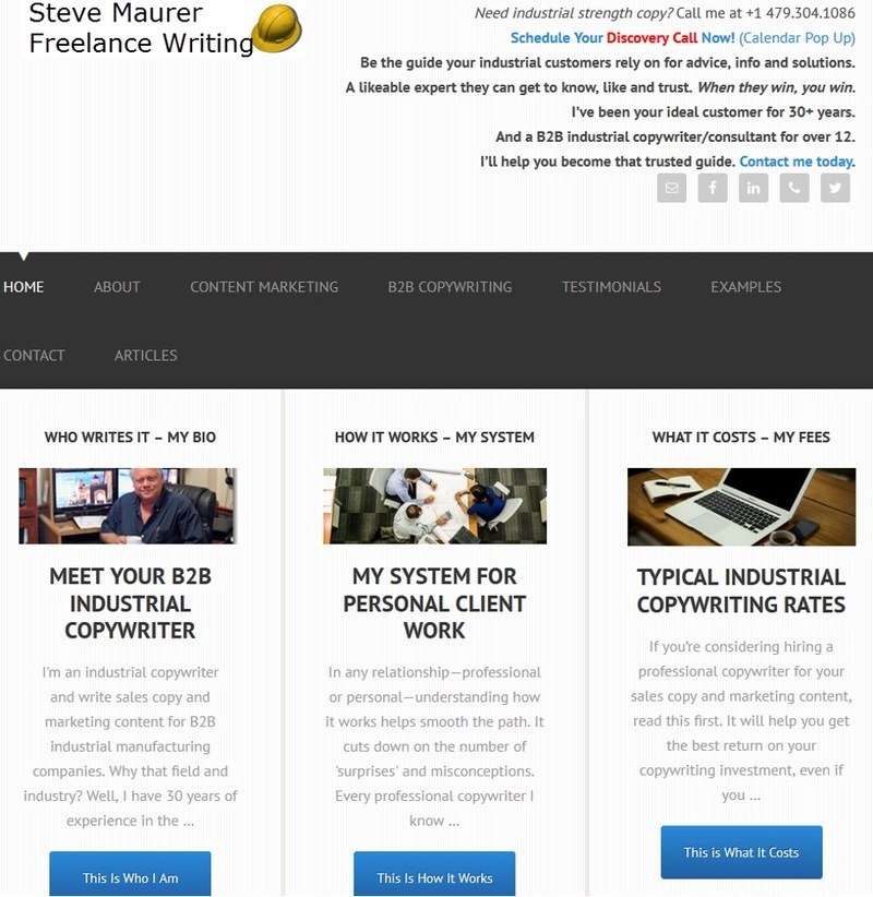 Screen shot of Steve Maurer’s freelance website