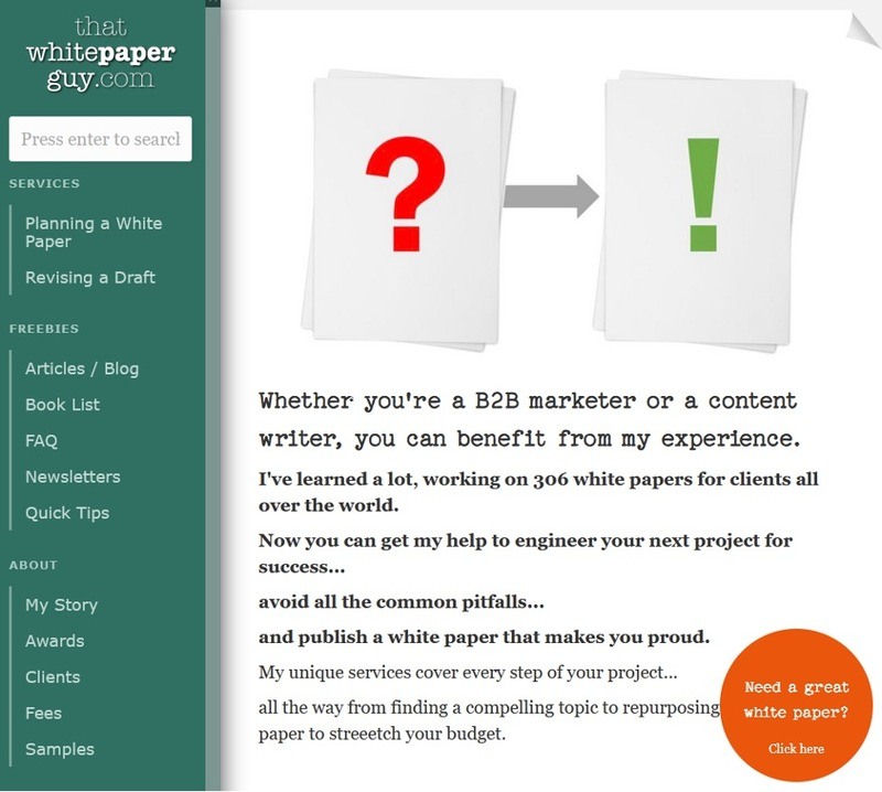 Screen shot of Gordon Graham’s website That White Paper Guy