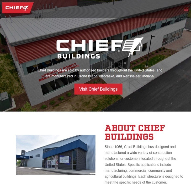 Screen shot of Chief Buildings’ homepage