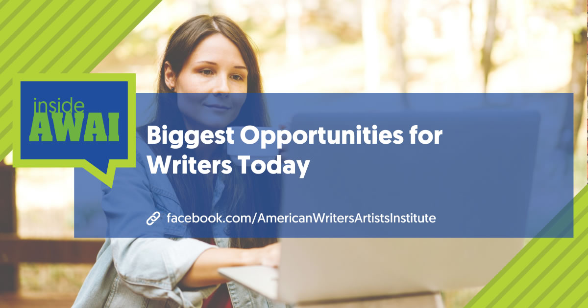 Compass pointing toward the word Opportunity with text overlay that says Biggest Opportunities for Writers Today