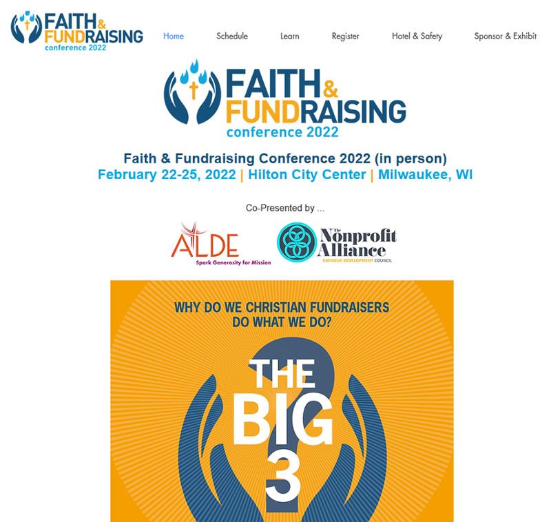 Screen shot of Faith & Fundraising Conference 2022