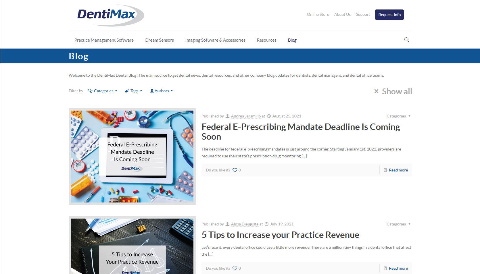 Screen shot of DentiMax’s blog