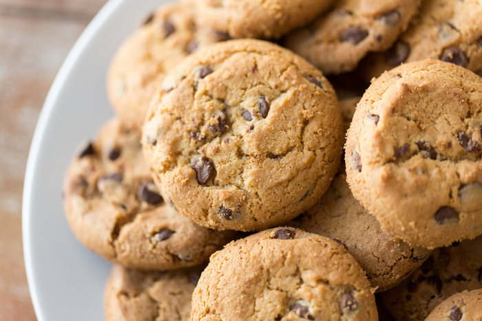 Plate of chocolate chip cookies