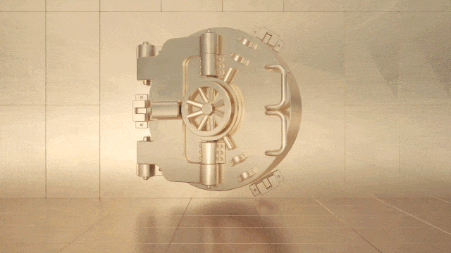 A golden vault opening to showcasing a Memorial Day sale