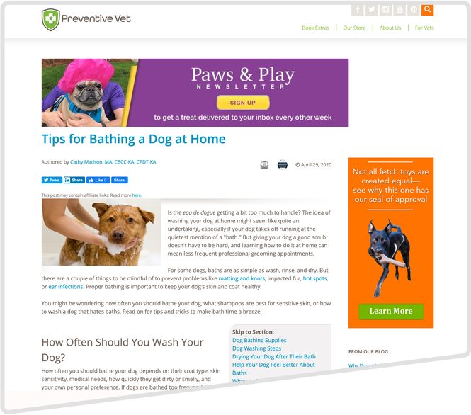 Pet Bathing Blog Screenshot 1