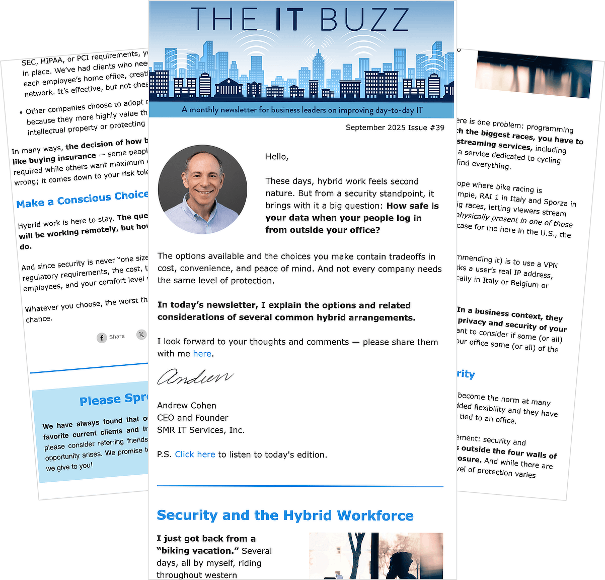 Screenshot Example of an email newsletter