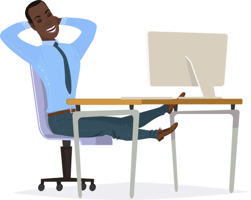 Man on a desk chair