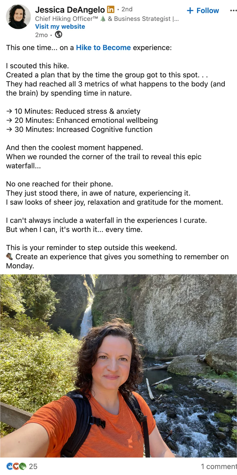 Linked in Example Post