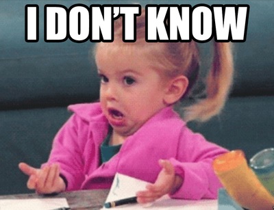 meme of small girl shrugging with the text I DON'T KNOW