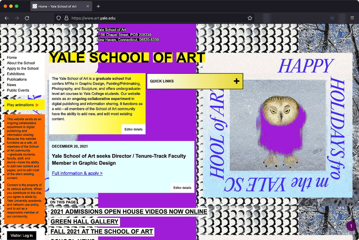 Yale Schoot of Art Website