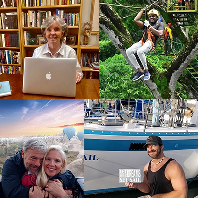 A variety of photos of AWAI members living the writer&rsquo;s life
