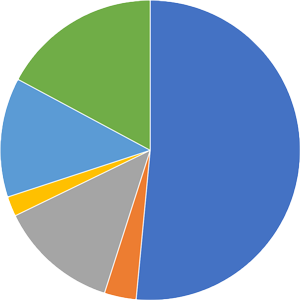 A pie chart of potential project fees